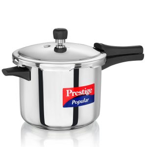 Prestige Popular Stainless Steel Pressure Cooker – Durable SS Body, Gas & Induction Compatible