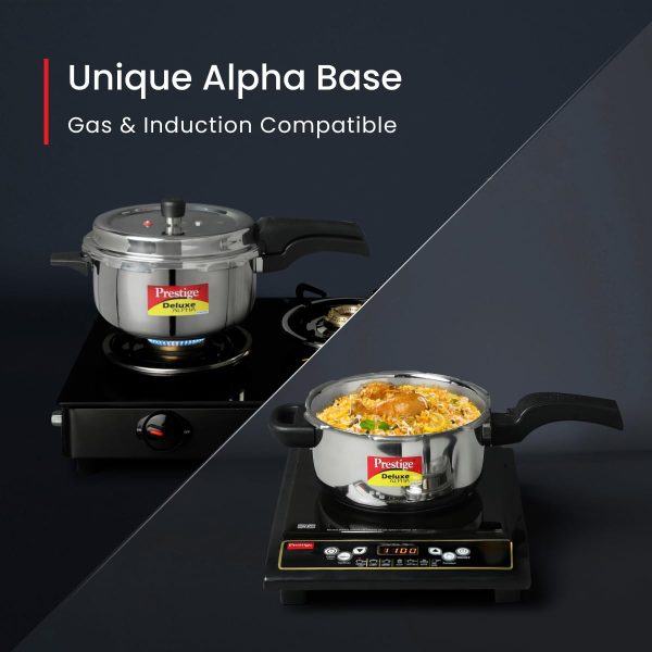 Prestige Deluxe Alpha Svachh Stainless Steel Pressure Cooker | Triply Base & Spill-Proof Lid