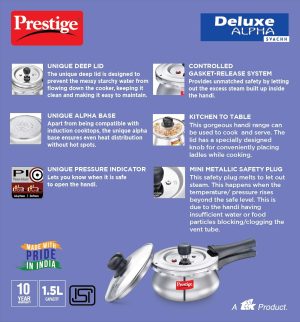 Prestige Deluxe Alpha Svachh Stainless Steel Handi Pressure Cooker