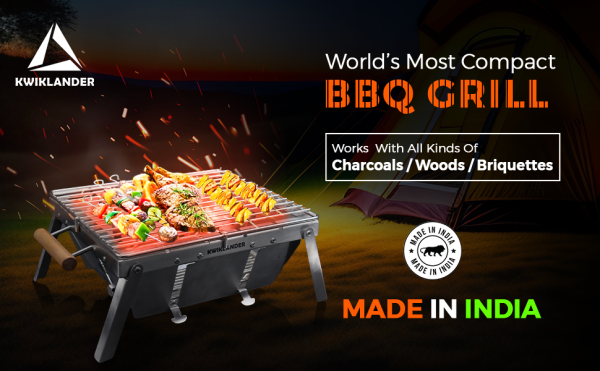 Kwiklander SS BBQ Grill GRX01G – Stainless Steel Charcoal Barbeque for Home & Outdoor Cooking