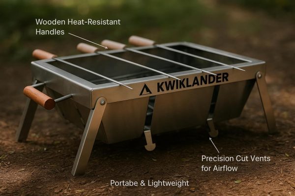 Kwiklander SS BBQ Grill GRX01G – Stainless Steel Charcoal Barbeque for Home & Outdoor Cooking