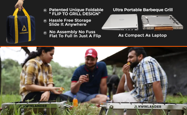 Kwiklander SS BBQ Grill GRX01G – Stainless Steel Charcoal Barbeque for Home & Outdoor Cooking