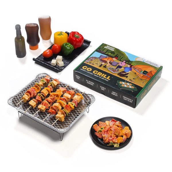 GO GRILL Portable & Disposable Barbeque Grill Set | Instant Lighting Lumpwood Charcoal Included | Ready-to-Use BBQ Grill | Food Safe Certified | India’s First Eco-Friendly Barbecue for Outdoor Cooking