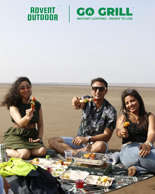 GO GRILL Portable & Disposable Barbeque Grill Set | Instant Lighting Lumpwood Charcoal Included | Ready-to-Use BBQ Grill | Food Safe Certified | India’s First Eco-Friendly Barbecue for Outdoor Cooking