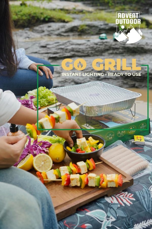 GO GRILL Portable & Disposable Barbeque Grill Set | Instant Lighting Lumpwood Charcoal Included | Ready-to-Use BBQ Grill | Food Safe Certified | India’s First Eco-Friendly Barbecue for Outdoor Cooking