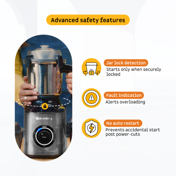 Atomberg Zenova Mixer Grinder 4 Jars Sand Grey