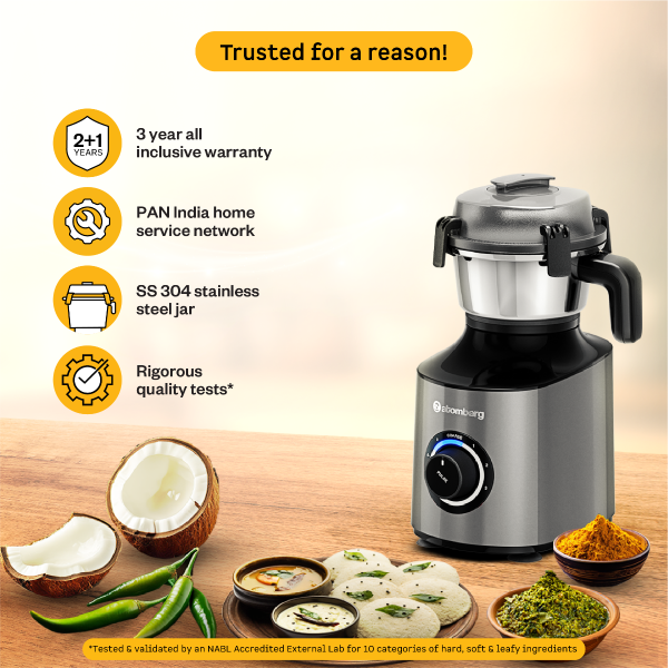 Atomberg Zenova Mixer Grinder 4 Jars Sand Grey