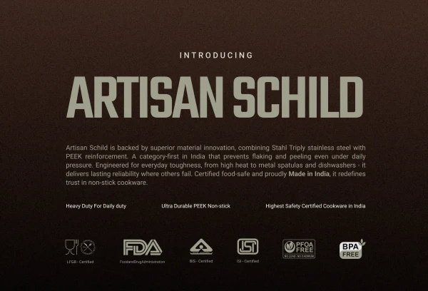 Stahl Artisan Schild No-Scratch Triply Non-Stick Kadhai | Durable & Food-Safe