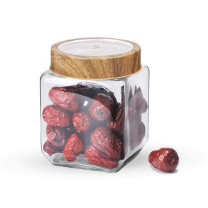 Treo Woody Cube Glass Jar | Airtight Kitchen Storage Container