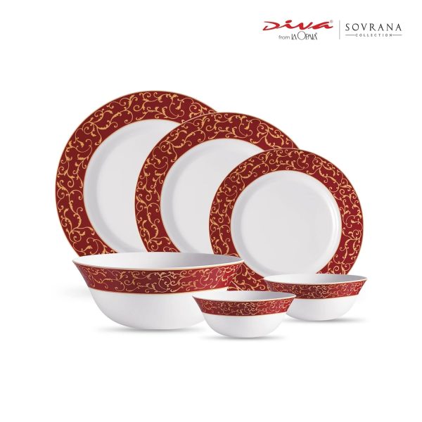 Laopala Diva Sovrana Dinner Set 27Pcs – Annasa Red Opalware Dining Set
