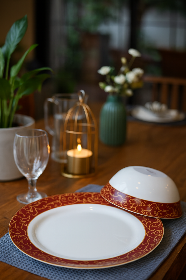 Laopala Diva Sovrana Dinner Set 27Pcs – Annasa Red Opalware Dining Set