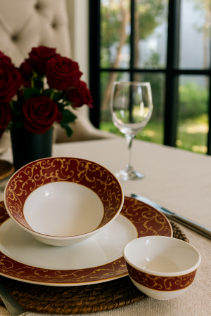 Laopala Diva Sovrana Dinner Set 27Pcs – Annasa Red Opalware Dining Set