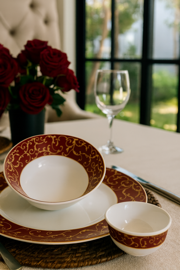 Laopala Diva Sovrana Dinner Set 27Pcs – Annasa Red Opalware Dining Set