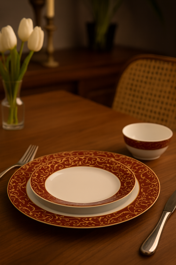 Laopala Diva Sovrana Dinner Set 27Pcs – Annasa Red Opalware Dining Set