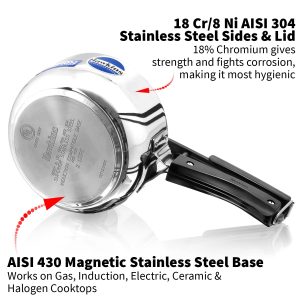 Hawkins Stainless Steel Pressure Cooker – Induction Friendly