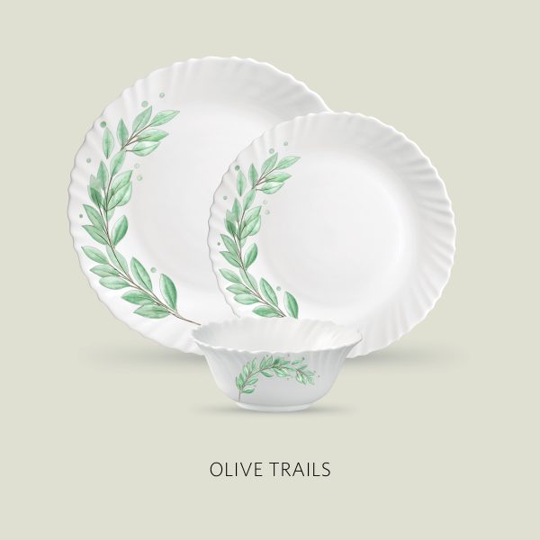 Laopala Diva Classique Collection Dinner Set 27Pcs Olive Trails Opalware Dining Set