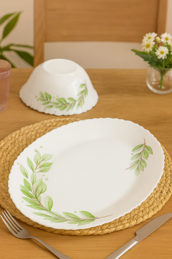 Laopala Diva Classique Collection Dinner Set 27Pcs Olive Trails Opalware Dining Set