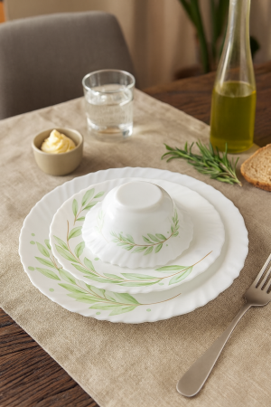 Laopala Diva Classique Collection Dinner Set 27Pcs Olive Trails Opalware Dining Set