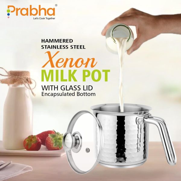 Prabha Xenon Premium Hammered Stainless Steel Milk Pot