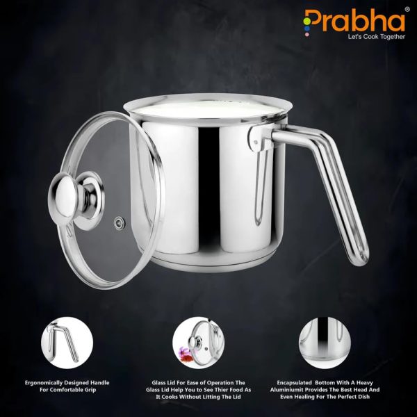 Prabha Xenon Milk Pot with Lid – Durable Stainless Steel Cookware