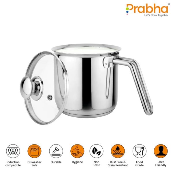 Prabha Xenon Milk Pot with Lid – Durable Stainless Steel Cookware