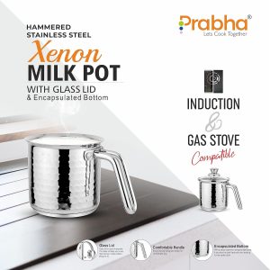Prabha Xenon Premium Hammered Stainless Steel Milk Pot