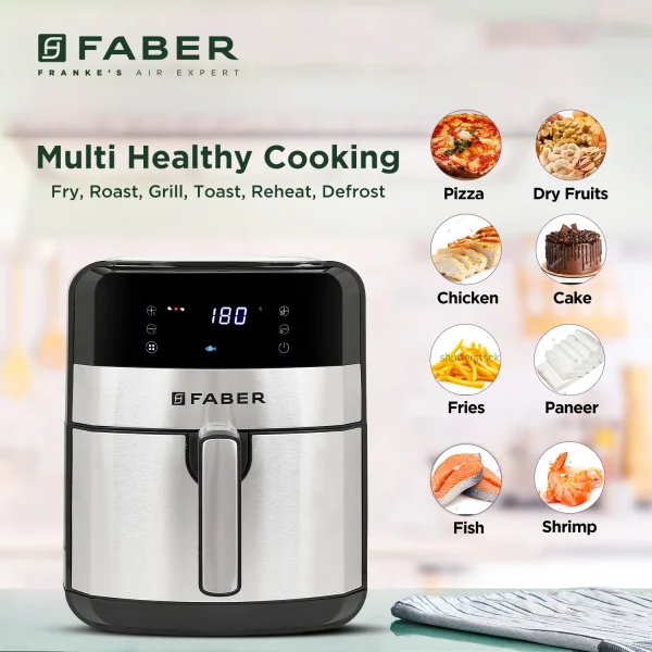 Faber FAF 6.5L Stainless Steel Air Fryer – Black | Digital Healthy Oil-Free Cooking