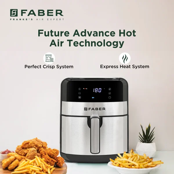 Faber FAF 6.5L Stainless Steel Air Fryer – Black | Digital Healthy Oil-Free Cooking