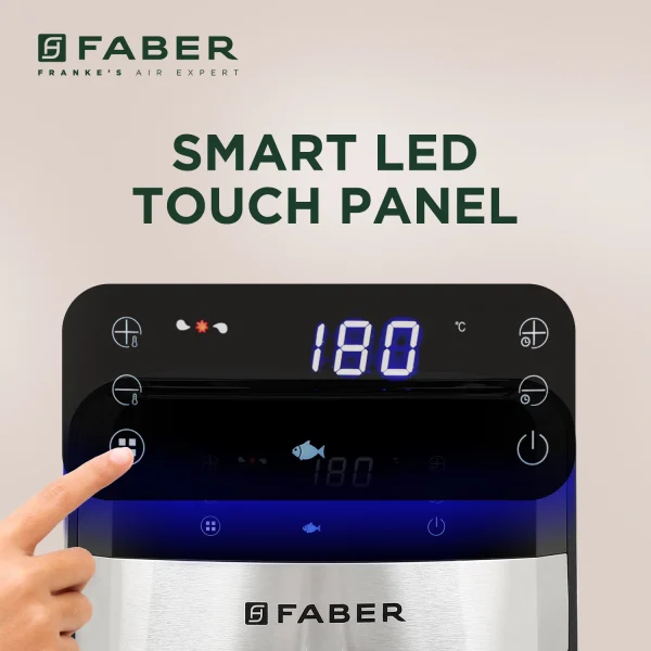 Faber FAF 6.5L Stainless Steel Air Fryer – Black | Digital Healthy Oil-Free Cooking