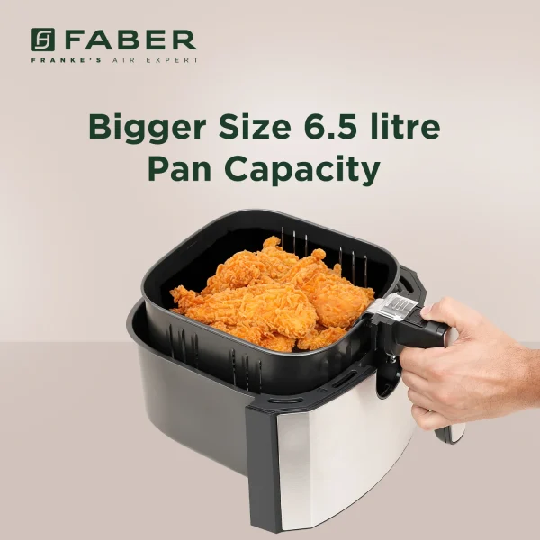 Faber FAF 6.5L Stainless Steel Air Fryer – Black | Digital Healthy Oil-Free Cooking