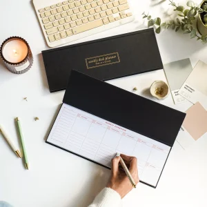 Weekly Desk Planner Charcoal Productivity Notepad – 7MM