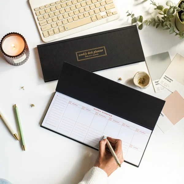 Weekly Desk Planner Charcoal Productivity Notepad – 7MM