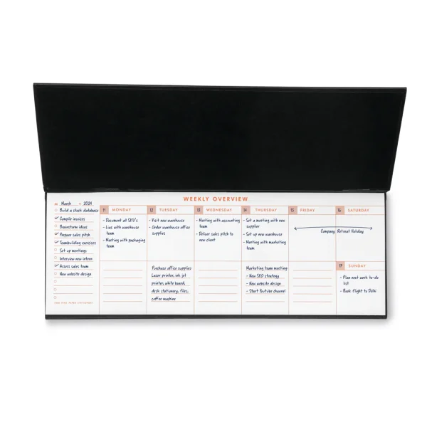 Weekly Desk Planner Charcoal Productivity Notepad – 7MM