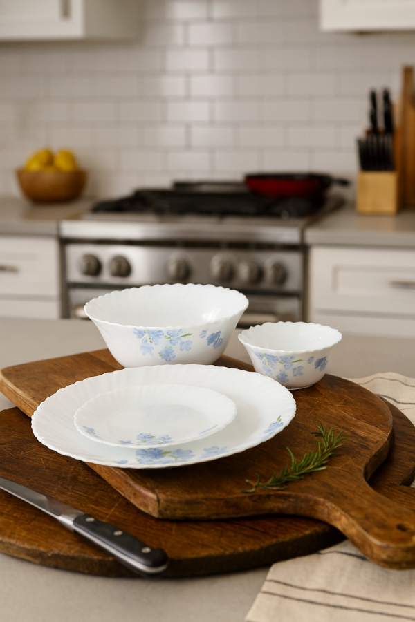 Laopala Diva Classique Collection Dinner Set 19Pcs – Aster Blue Opalware Dining Set