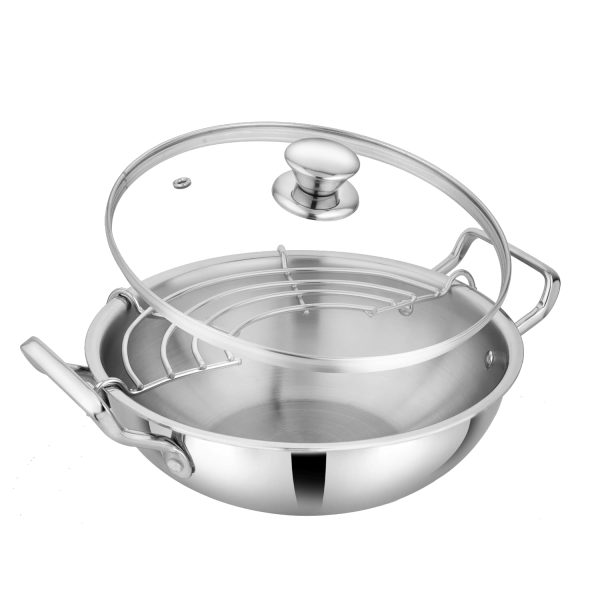 Prabha Elante Triply Stainless Steel Kadhai | Induction & Gas Compatible Cookware
