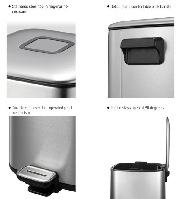 Obsessions EKO Regent Step Trash Bin 6L – Stainless Steel Pedal Dustbin