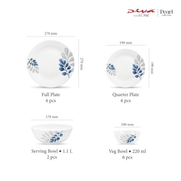 La Opala Diva Pearl Collection Dinner Set 20Pcs – French Blooms Floral Design