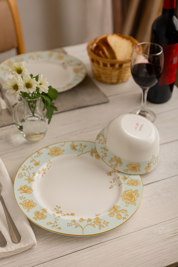 Laopala Diva Sovrana Dinner Set 27Pcs – Medusa Gold Opalware Dining Set