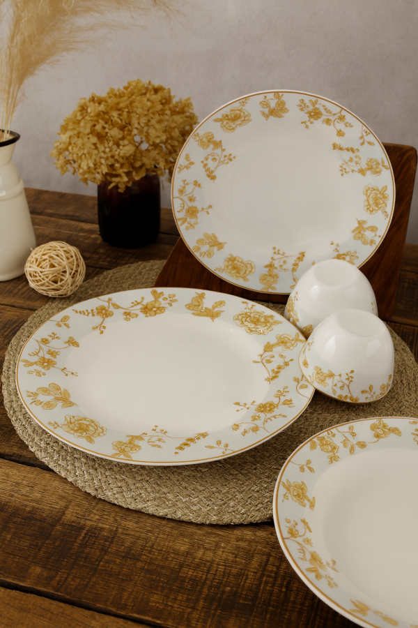 Laopala Diva Sovrana Dinner Set 27Pcs – Medusa Gold Opalware Dining Set