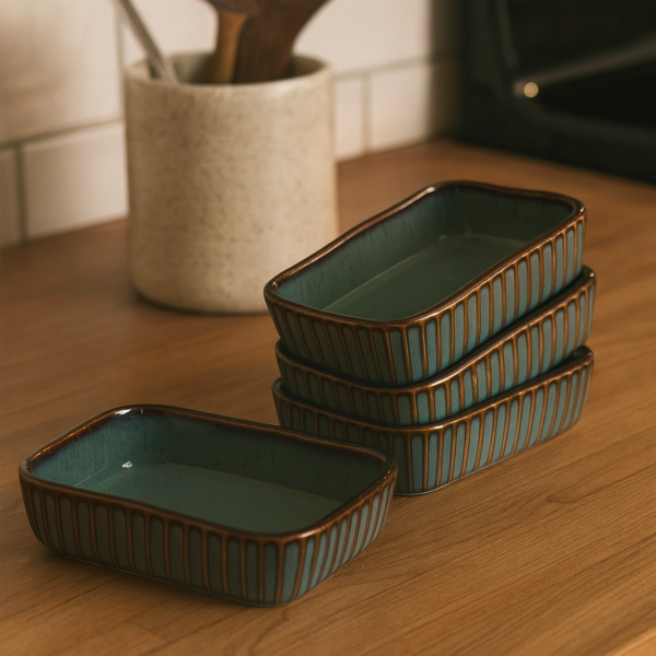 Rena Teal Rectangle Dish Hostware Set of 3
