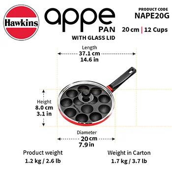 Hawkins Non-Stick Appe Pan (NAPE20G) – 20 Pit Appam Patra for Crispy Appes