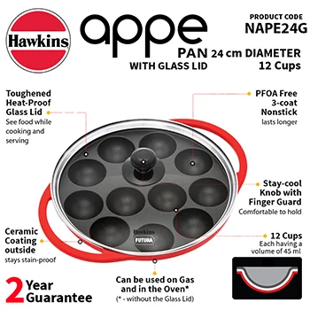 Hawkins Non-Stick Appe Pan (NAPE24G) – 24 Pit Appam Patra for Crispy Appes
