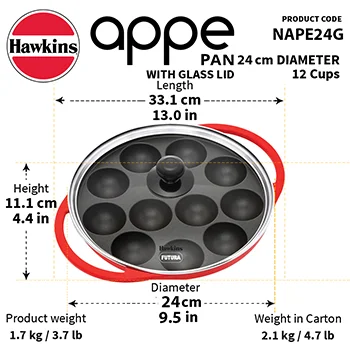 Hawkins Non-Stick Appe Pan (NAPE24G) – 24 Pit Appam Patra for Crispy Appes