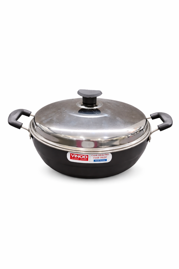 Vinod Hard Anodised Multi Kadai with Lid – Deep Kadhai for Frying & Cooking and Induction Friendly