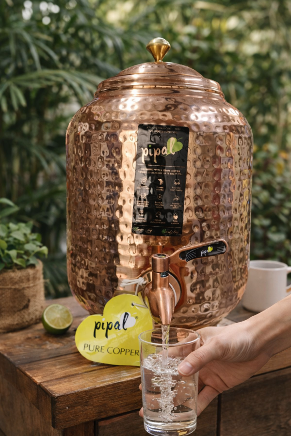 Pipal Hammered Pure Copper Water Matka – 5 Litre Hammered – Ayurvedic Drinking Water Pot