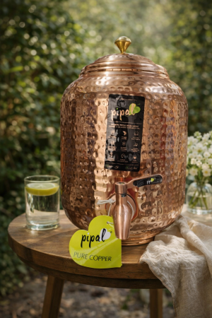 Pipal Hammered Pure Copper Water Matka – 5 Litre Hammered – Ayurvedic Drinking Water Pot