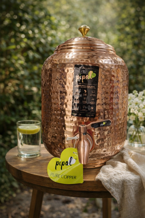 Pipal Hammered Pure Copper Water Matka – 5 Litre Hammered – Ayurvedic Drinking Water Pot