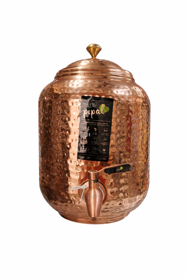 Pipal Hammered Pure Copper Water Matka – 5 Litre Hammered – Ayurvedic Drinking Water Pot