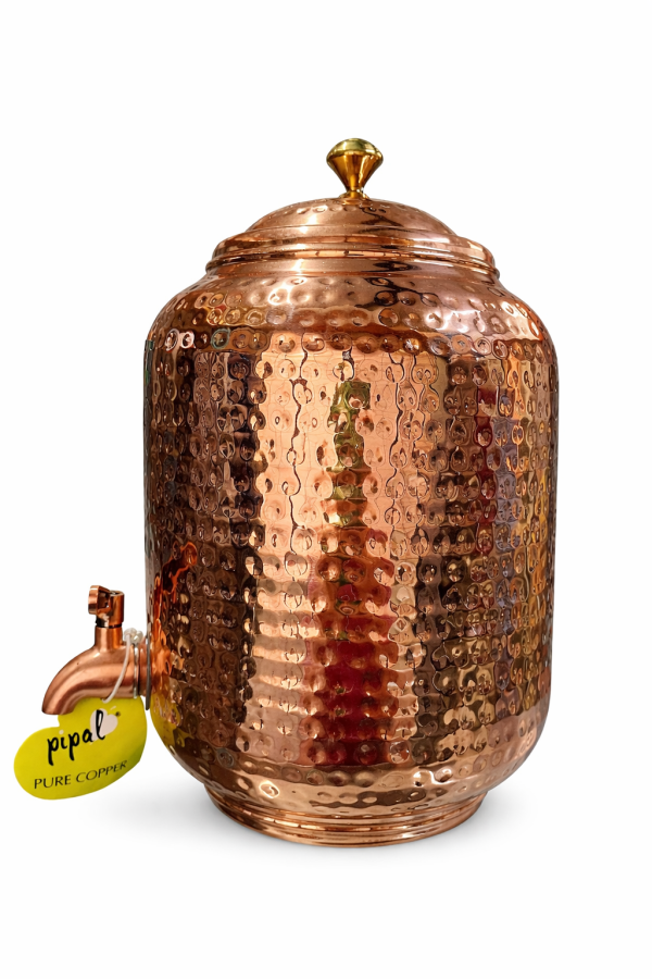 Pipal Hammered Pure Copper Water Matka – 5 Litre Hammered – Ayurvedic Drinking Water Pot