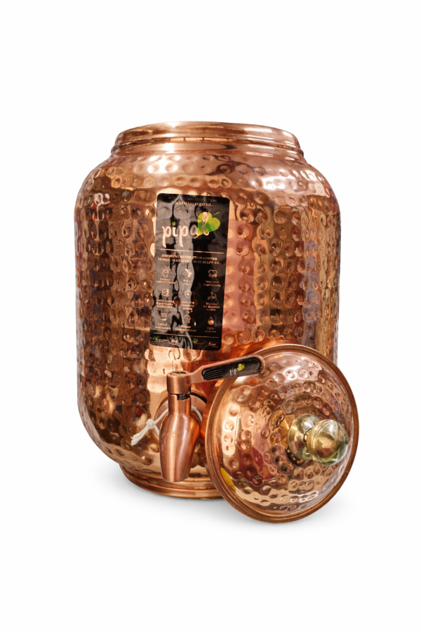 Pipal Hammered Pure Copper Water Matka – 5 Litre Hammered – Ayurvedic Drinking Water Pot